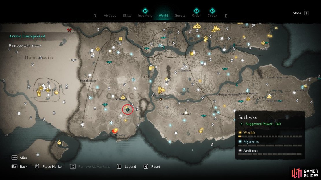 The location of the camp where you&rsquo;ll find Stowe and Erke.