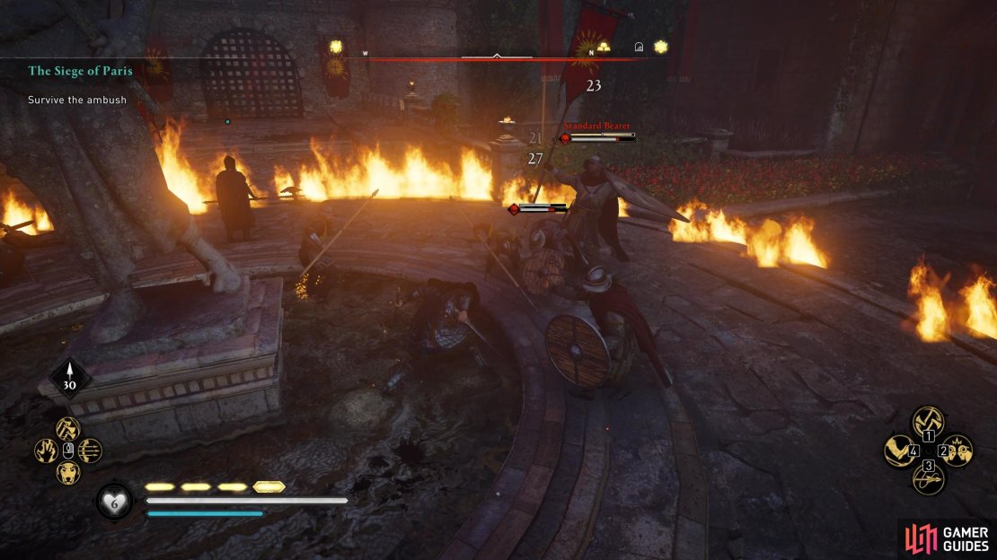 Survive the ambush in the ring of fire by defeating all the soldiers.