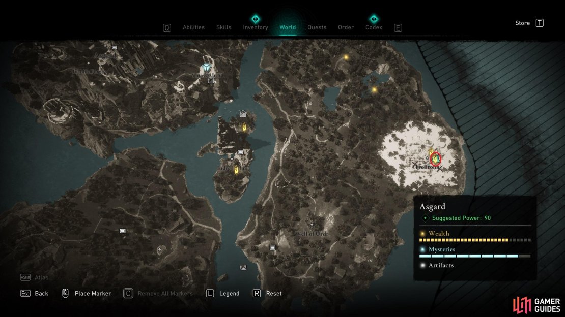 The location of the third Ymir&rsquo;s Tear Stone within Trolltonn.
