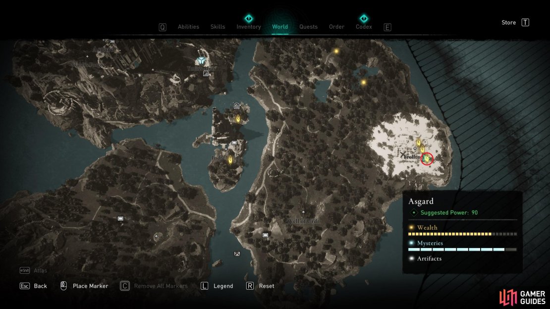The location of the second Ymir&rsquo;s Tear Stone within Trolltonn.