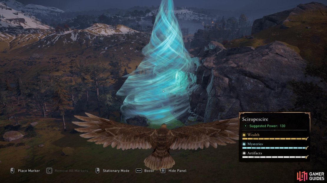 You can use your raven to highlight the area of the entrance to the tomb.