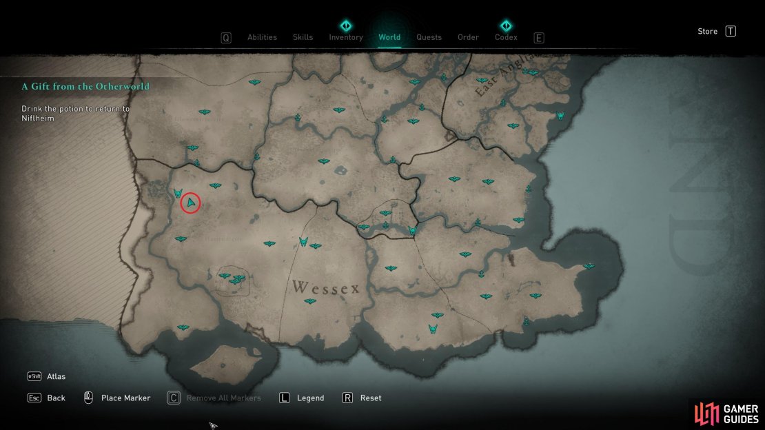 The location of Verica&rsquo;s Tomb in Hamtunscire, circled in red here.