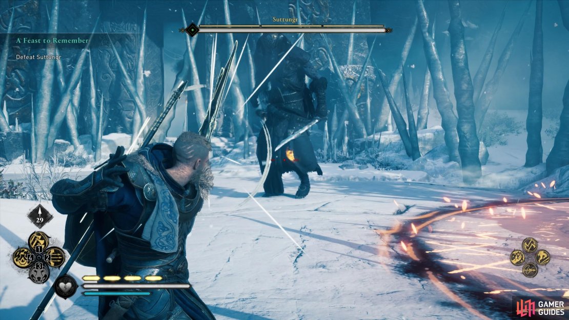 Try to hit Suttungr&rsquo;s weak points as early as possible in the fight.