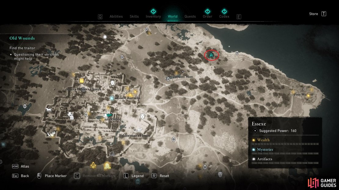 The location of Rollo&rsquo;s camp, northeast of Colcestre.