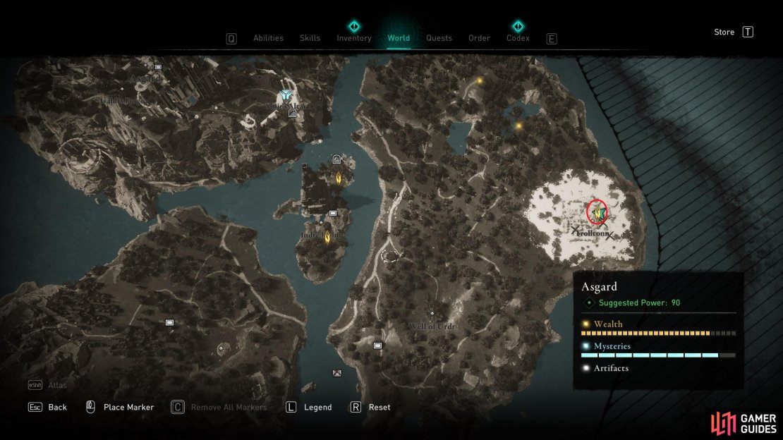 The location of the fourth Ymir&rsquo;s Tear Stone in Trolltonn.