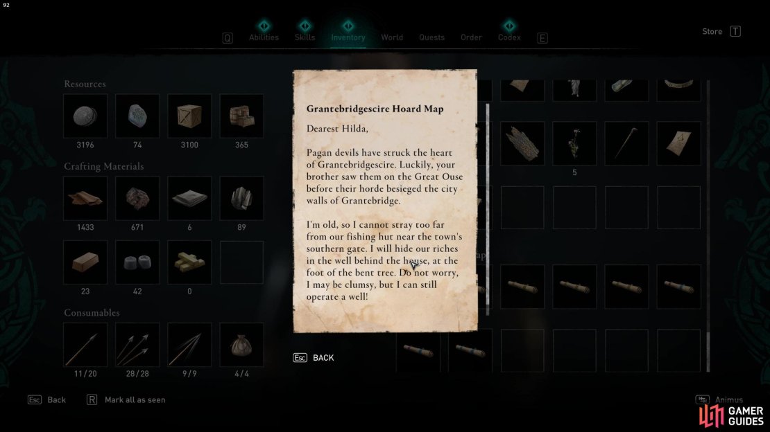The letter gives you some hints about the whereabouts of the treasure.