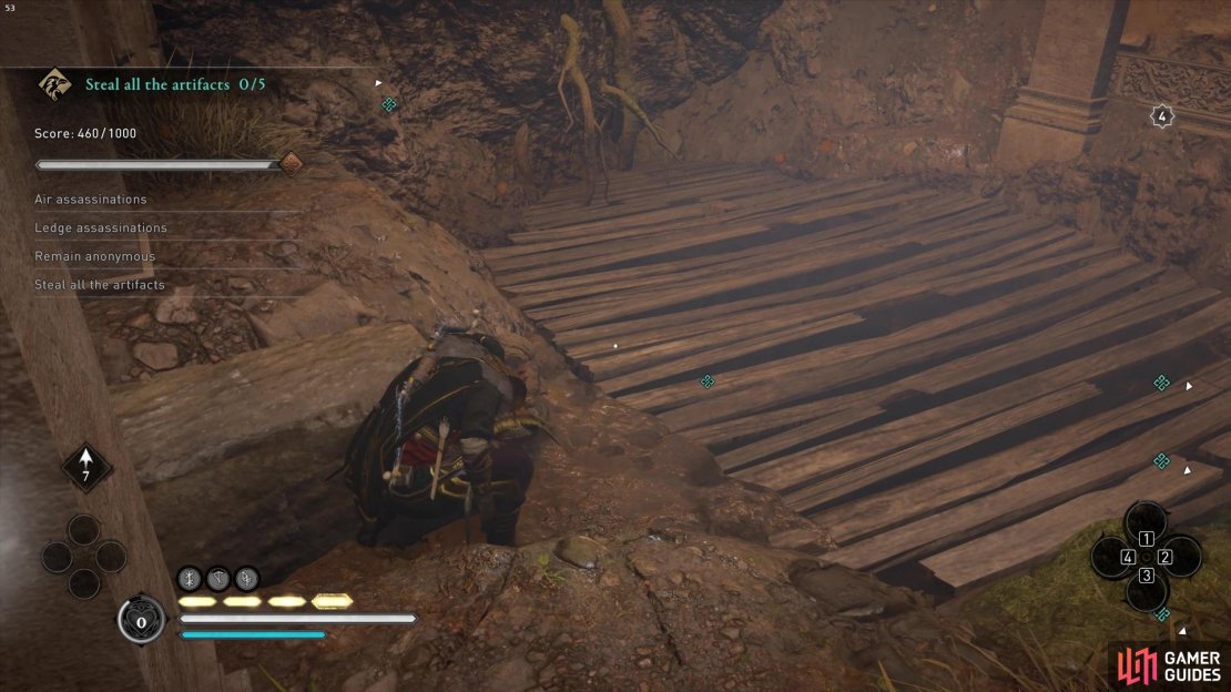 You&rsquo;ll find an artifact beneath the wooden planks covering a shallow water pool.