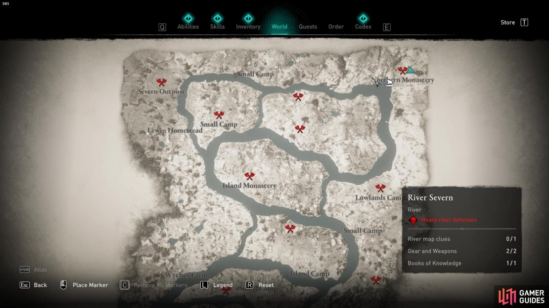 The Northern Monastery is located in the far northeast portion of the map.