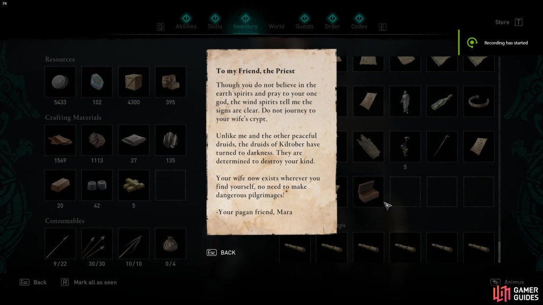 This treasure hoard map speaks of the druidic camp, Kiltober. 