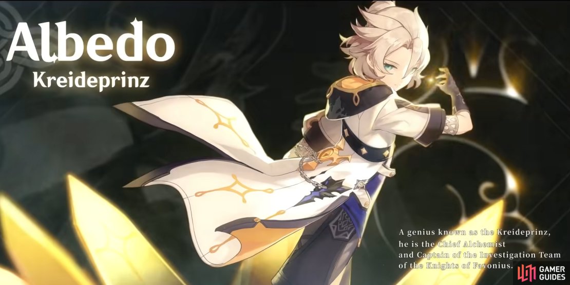 Albedo&rsquo;s official character card.