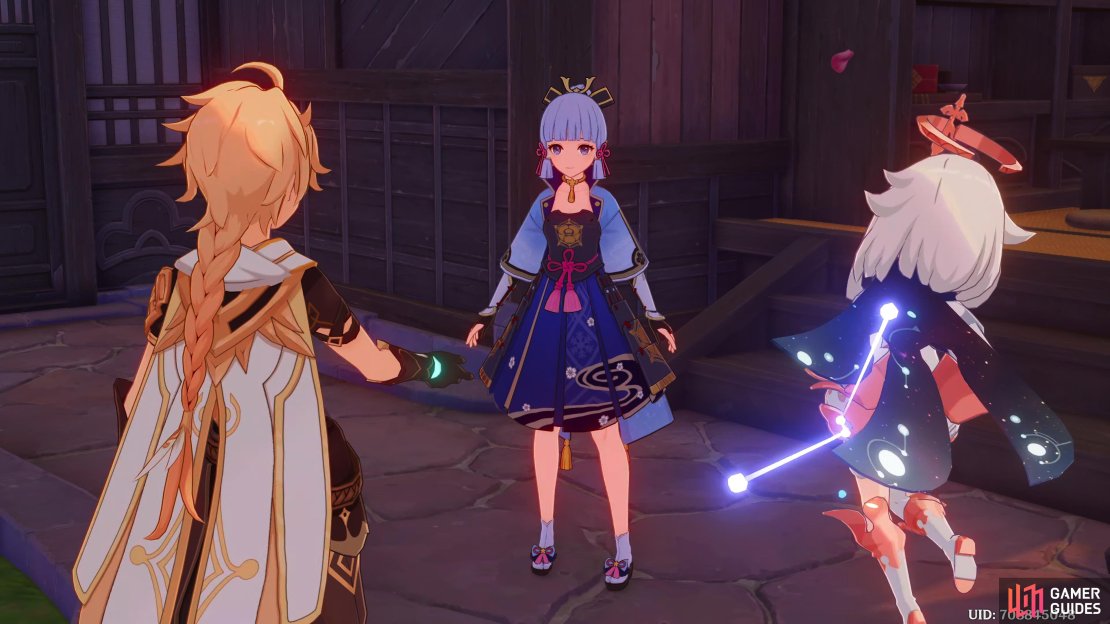Ayaka&rsquo;s asking the Traveler for help with a personal request for her.