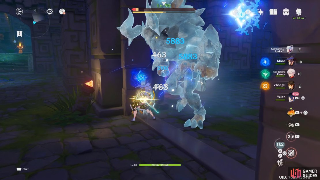 You can keep the Lawachurl frozen by using Yelan&rsquo;s Elemental Burst, and a Cryo character.