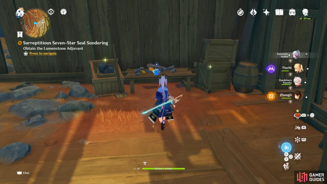 You can find the Lumenstone Adjuvant on the table inside the miners&rsquo; hut.