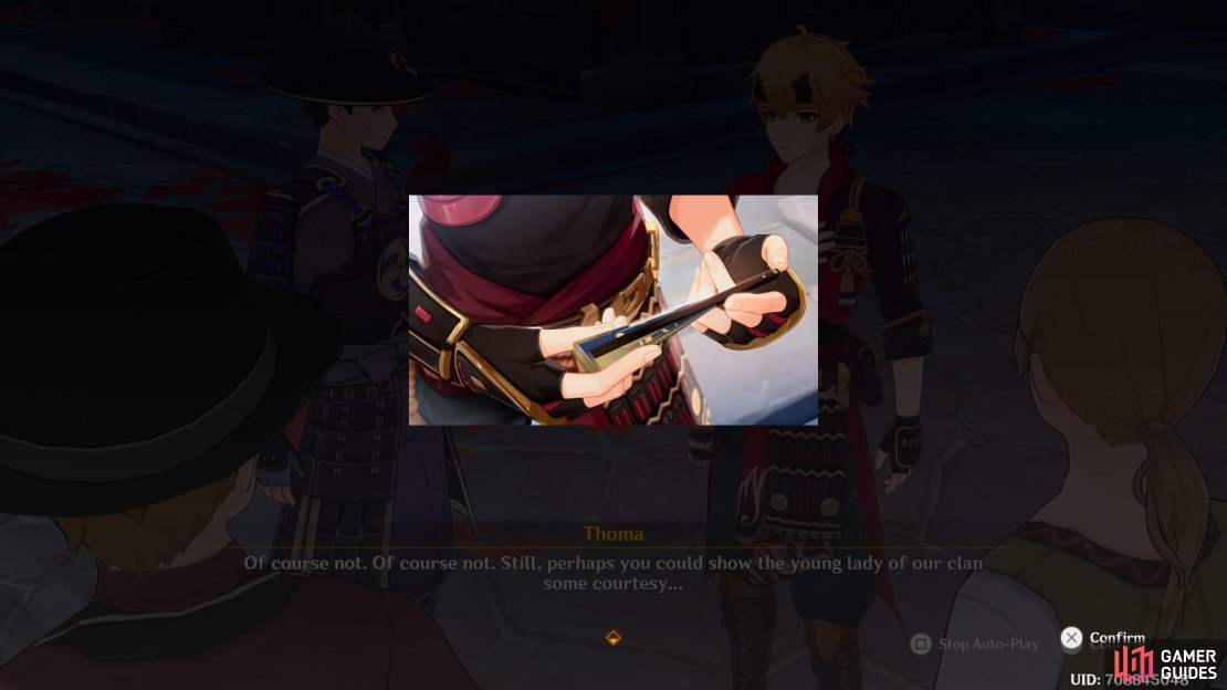 Thoma will show Katsuie the Shirasagi Himegimi&rsquo;s fan to prove he&rsquo;s close to her.