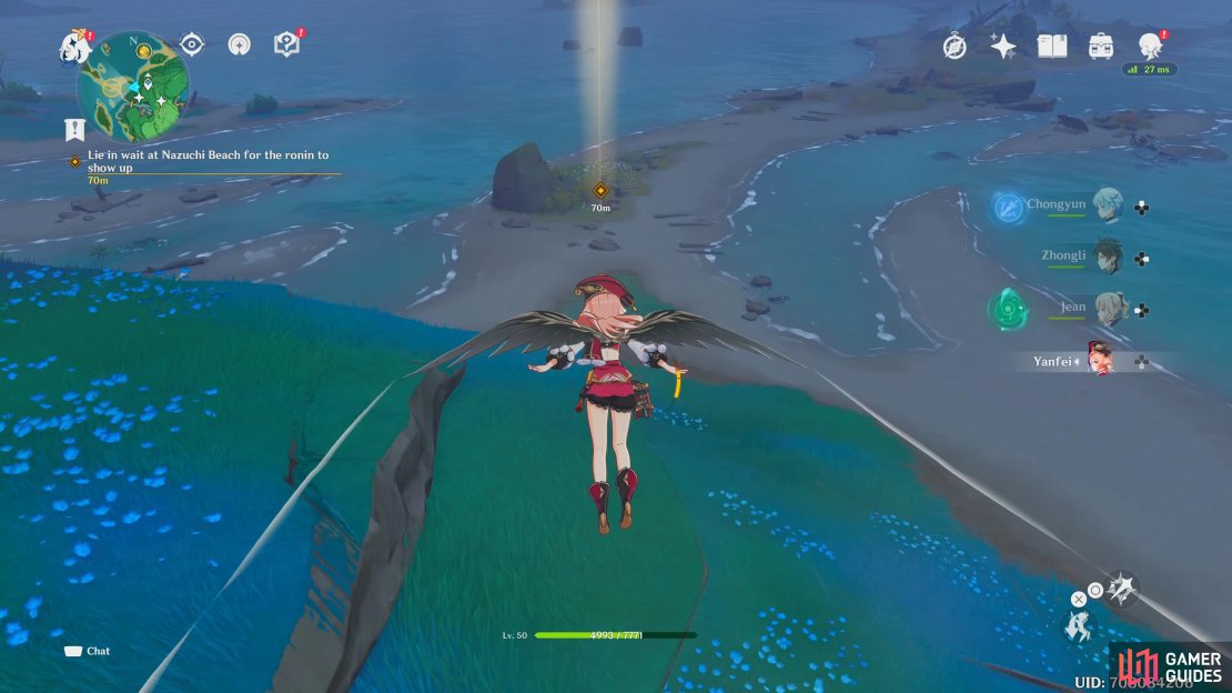 Head to Nazuchi Beach and defeat a few Ronin