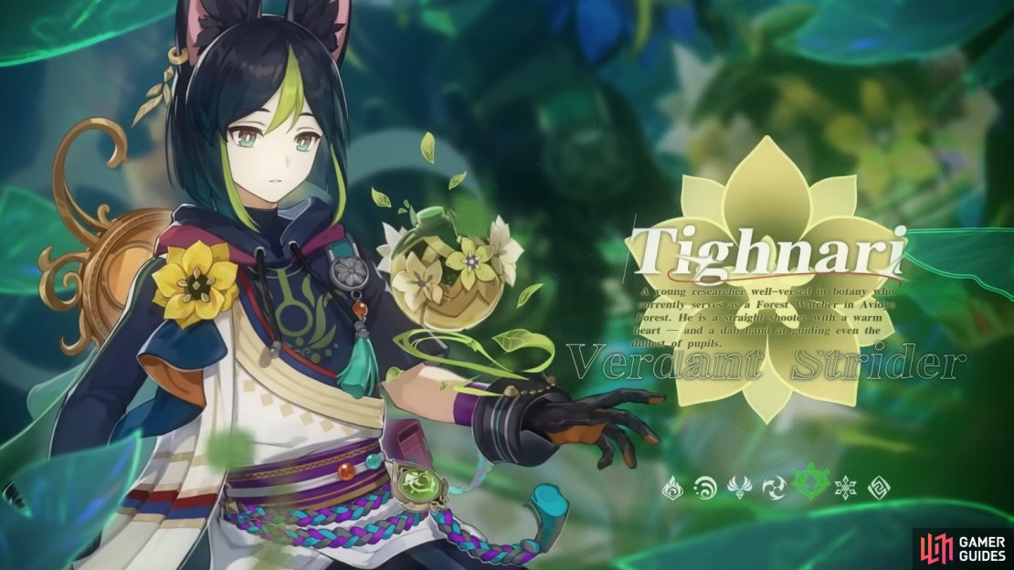 Tighnari&rsquo;s official character card.