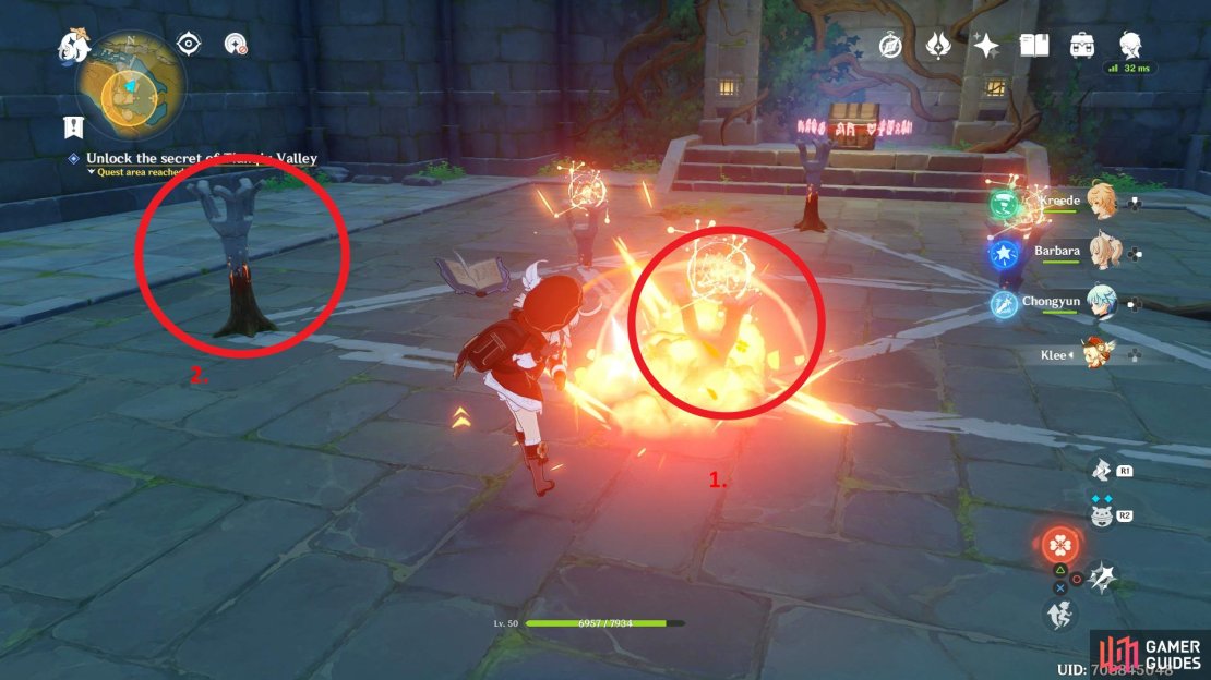 Light the middle torch first and then the left.