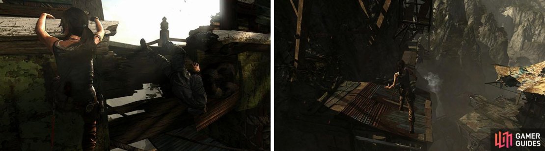 Cross the bridge with Roth&rsquo;s help and then escape over the collapsing buildings.