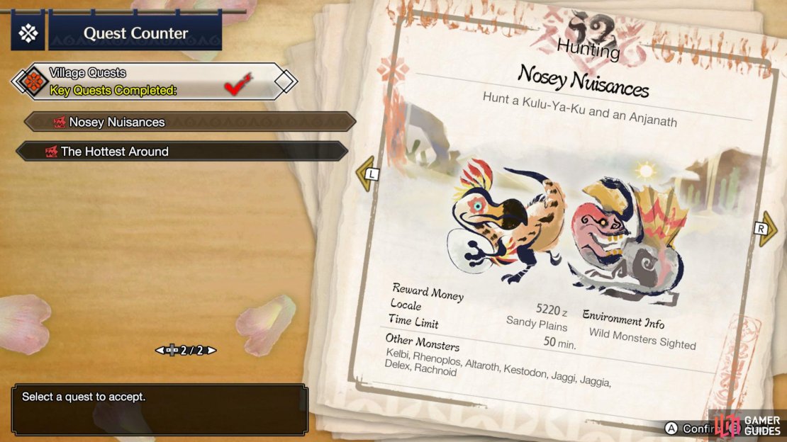 The Nosey Nuisances Quest becomes available when you reach 5* Village Quests.