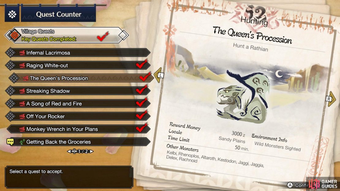 The Queens&rsquo;s Procession quest becomes available when you reach 4* Village Quests.