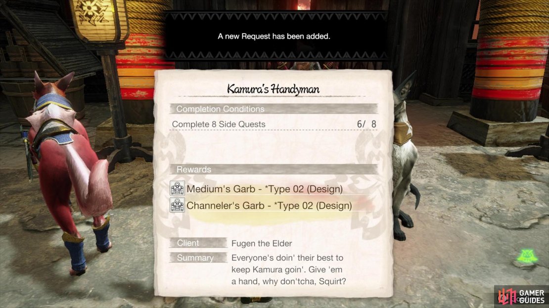 Kamura&rsquo;s Handyman is given by Fugen the Elder.