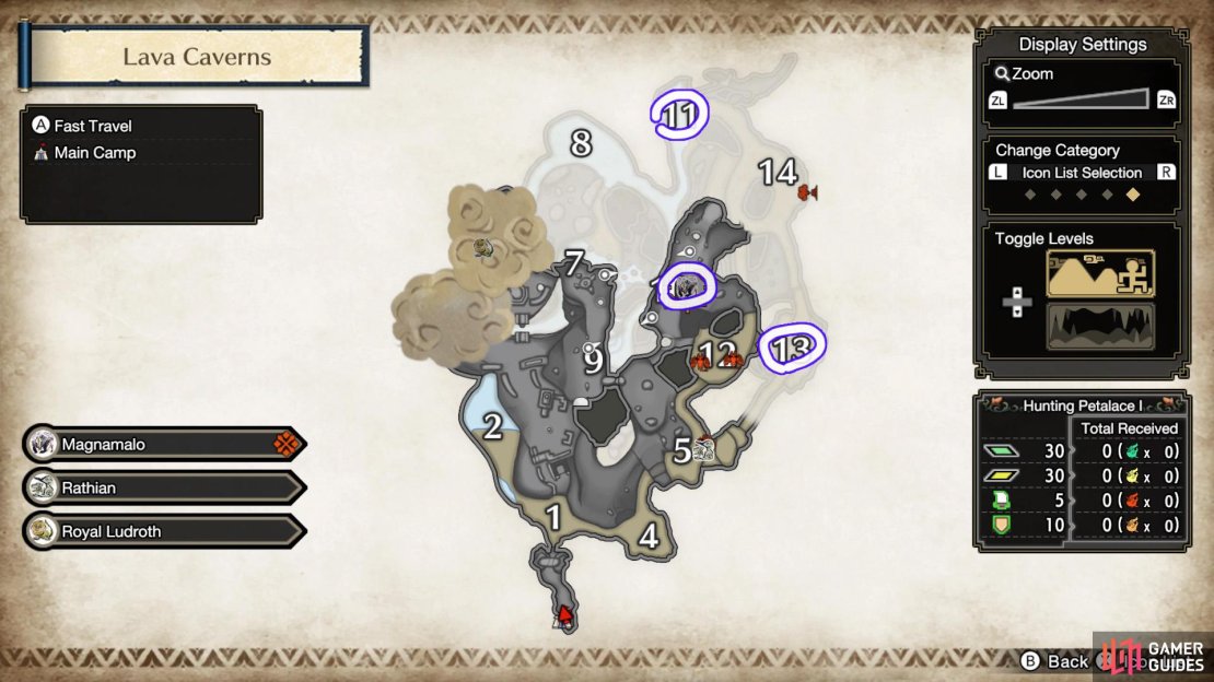 Magnamalo&rsquo;s possible start locations.