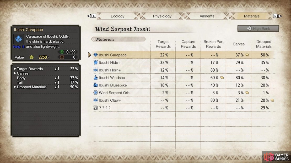 Wind Serpent Ibushi&rsquo;s High Rank drops.