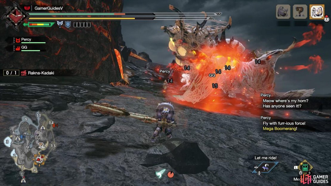 Rakna-Kadaki performs the Proximity Flames attack while shaking its body more than usual.