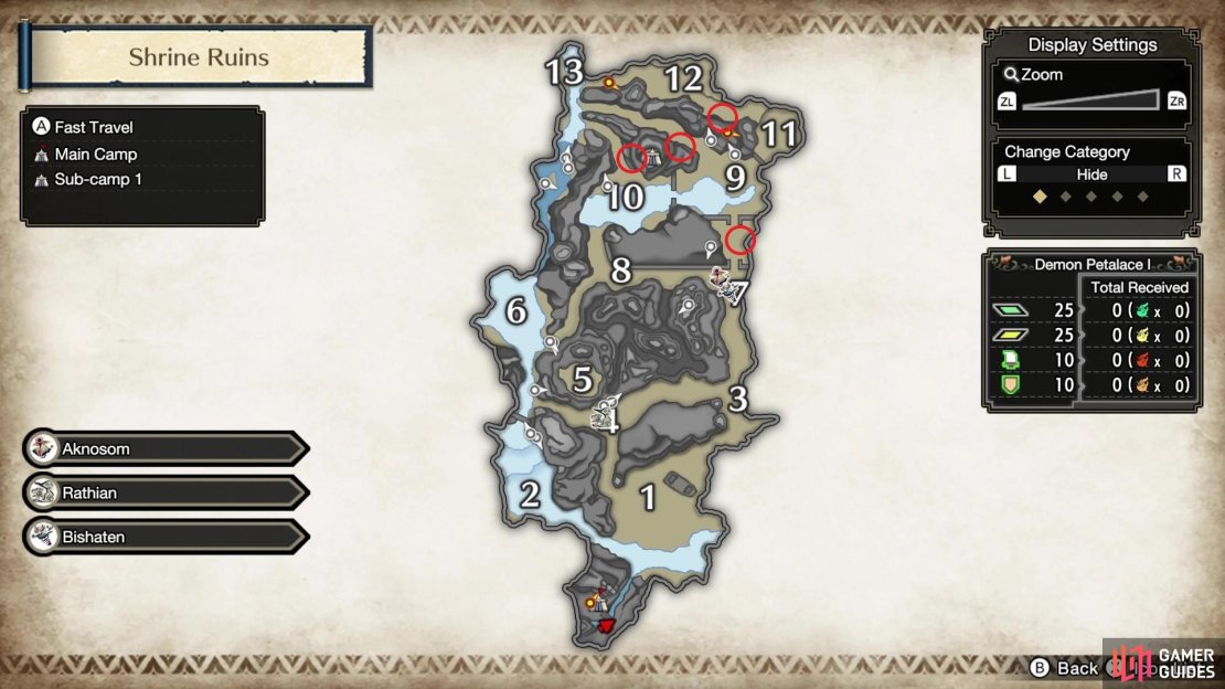 The Rock Lizards can be found around the following locations.