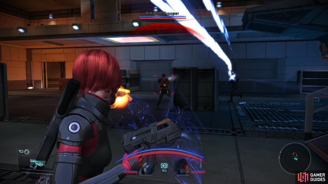 Defeat the batarians inside Facility 1,