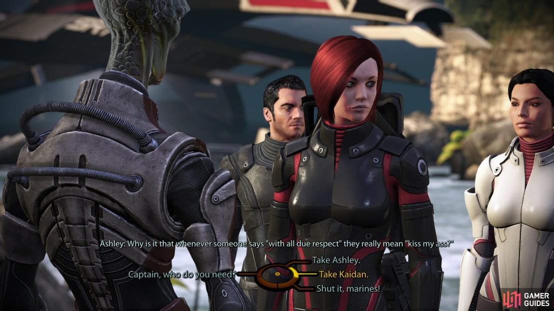 After dealing with Wrex, you&rsquo;ll have to send either Ashley or Kaiden with Captain Kirrahe.