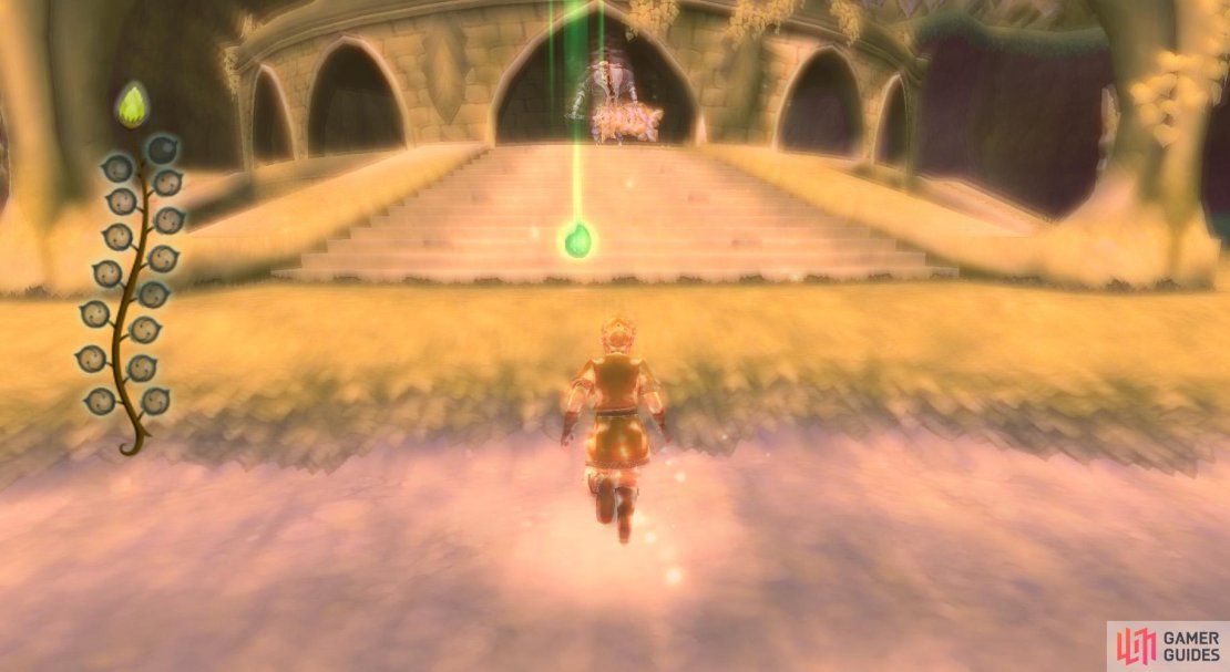 1. Straight ahead. The guardians will all start moving, but you&rsquo;ve plenty of time to get it.