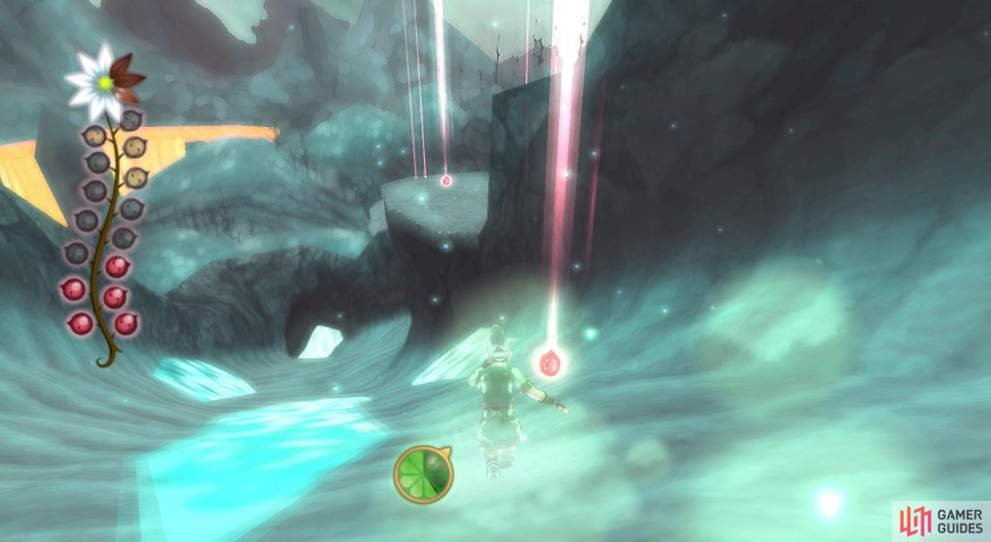 6. Go back down the ramp and jump into the giant slide where the Light Fruit is. After the first jump, hold A and run to the left air vent. Jump down to the platform in front. Then jump forward and run (not slide) towards the right.