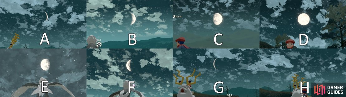 The moon cycle in Pok&eacute;mon Legends: Arceus.