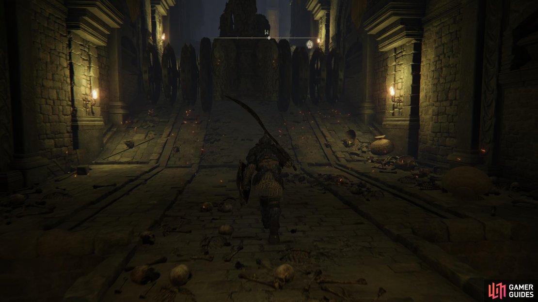 Follow the path past the first two Chariots