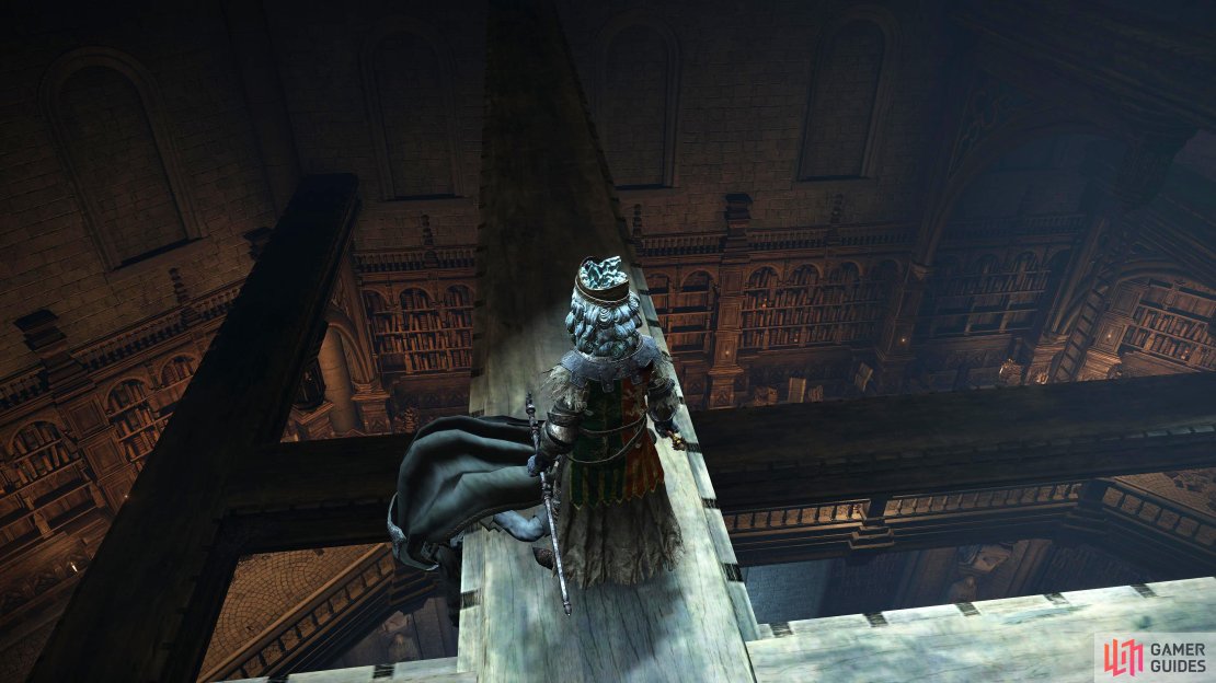 The Cerulean Seed Talisman is found on the body leaning over the rafter. You&rsquo;ll need to climb two ladders to reach this poor soul.