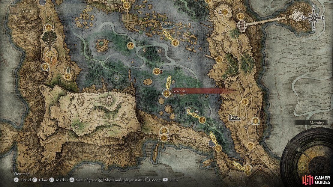 Make your way to Scenic Isle in the Liurnia lake