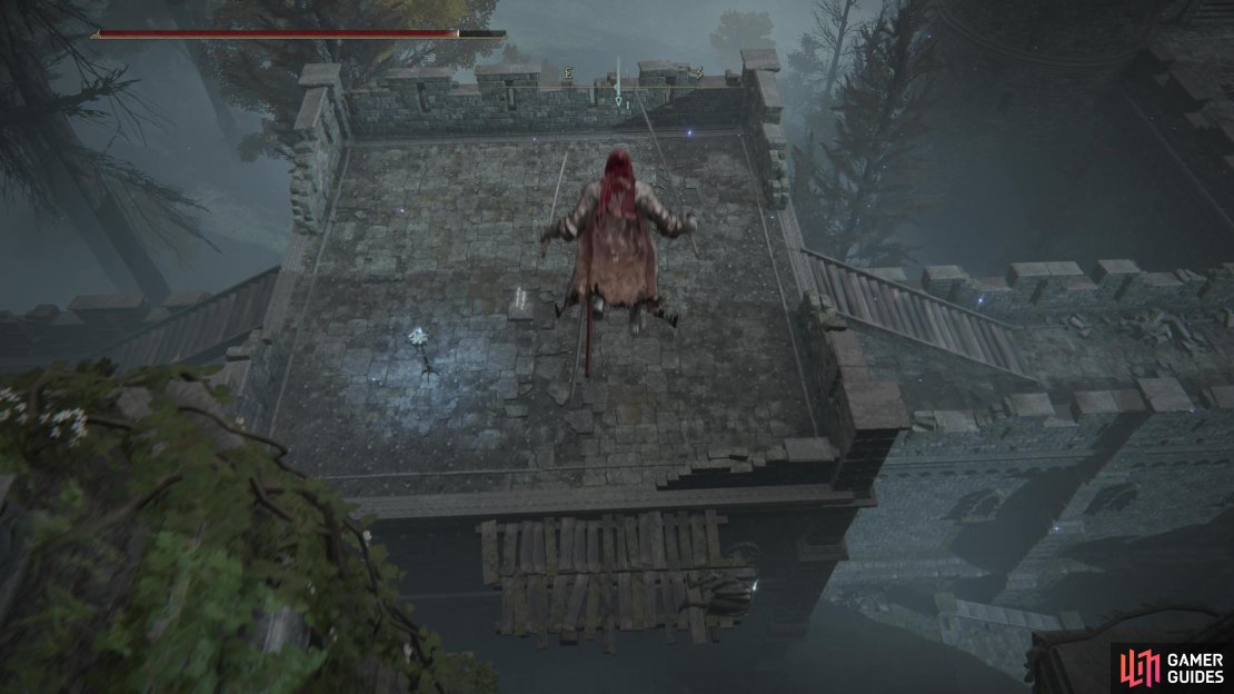 Near the lift, Jump down to a lower tower.