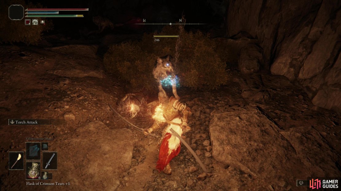 The upper reaches of the cave are infested with Wolves.