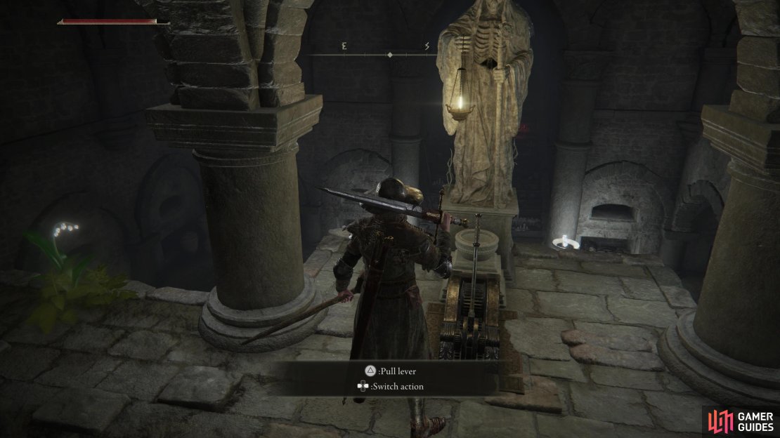 Pull a lever to open a door,