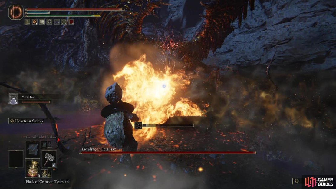 Lichdragon Fortissax&rsquo;s fire breath attack.