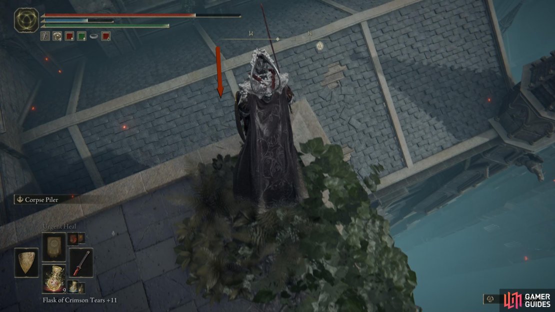 Then drop to the roof below.
