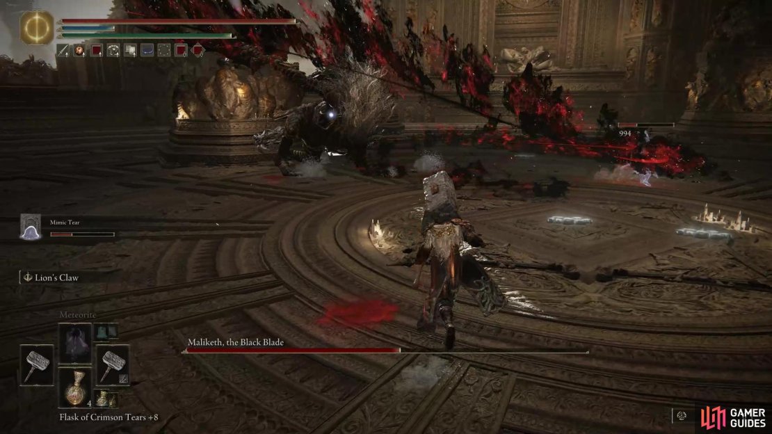 Maliketh&rsquo;s sword is flaming in red and black.