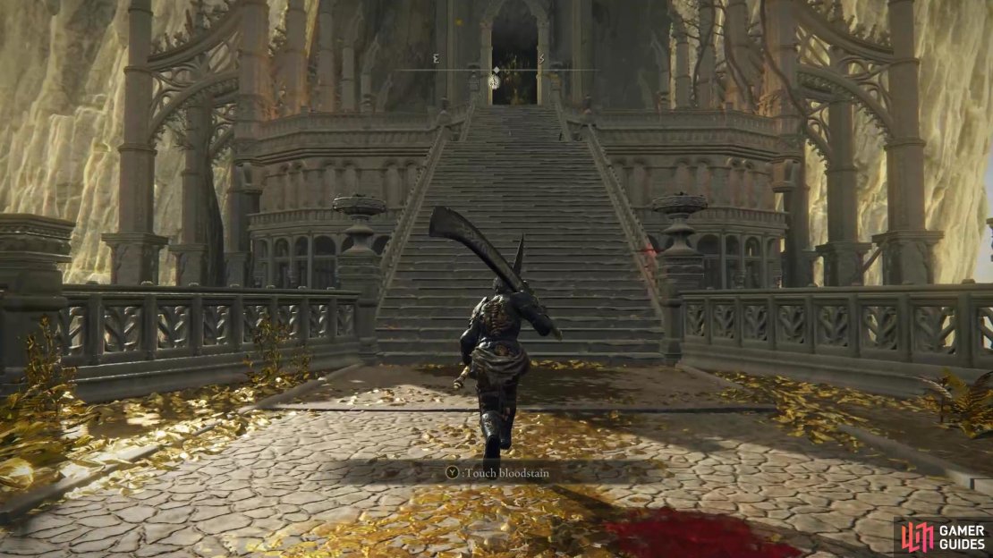 Morgott&rsquo;s arena is up the stairs from the Queen&rsquo;s Bedchamber site of grace.