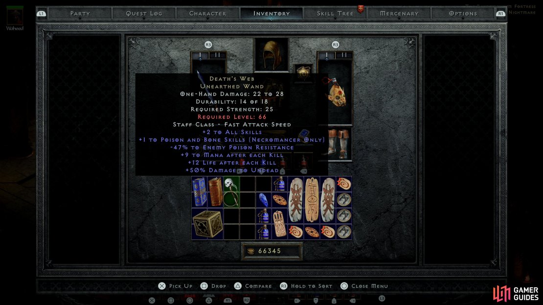 While lacking survivability and being incredibly rare, Death&rsquo;s Web&rsquo;s reduction of enemy Poison Resistance makes it a powerful tool for Poison Necromancers.