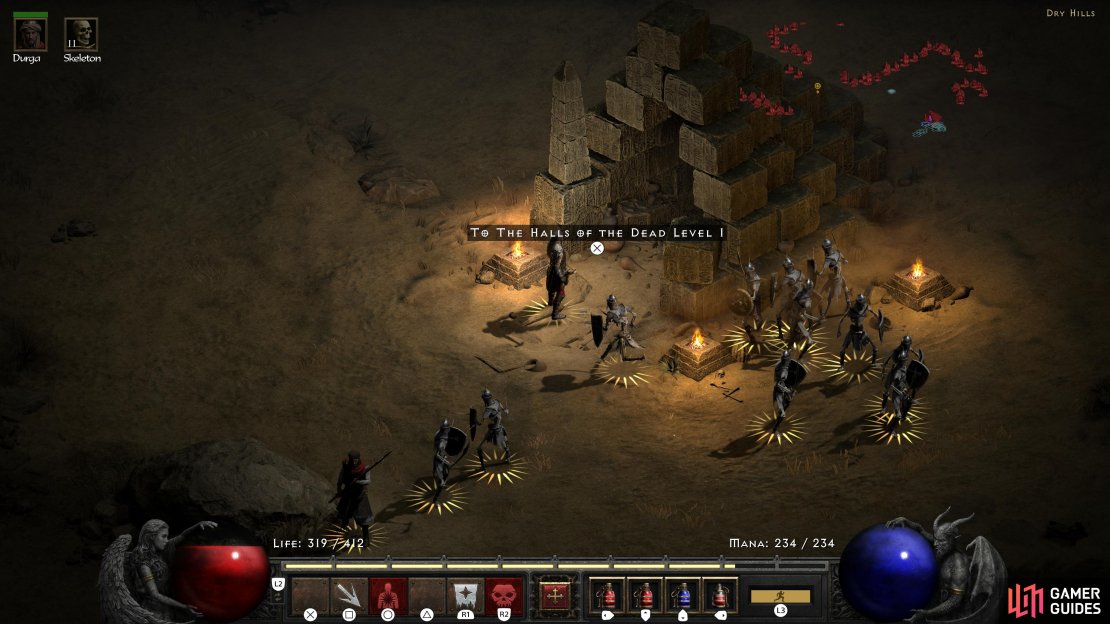 Make your way to the Halls of the Dead in the Dry Hills,