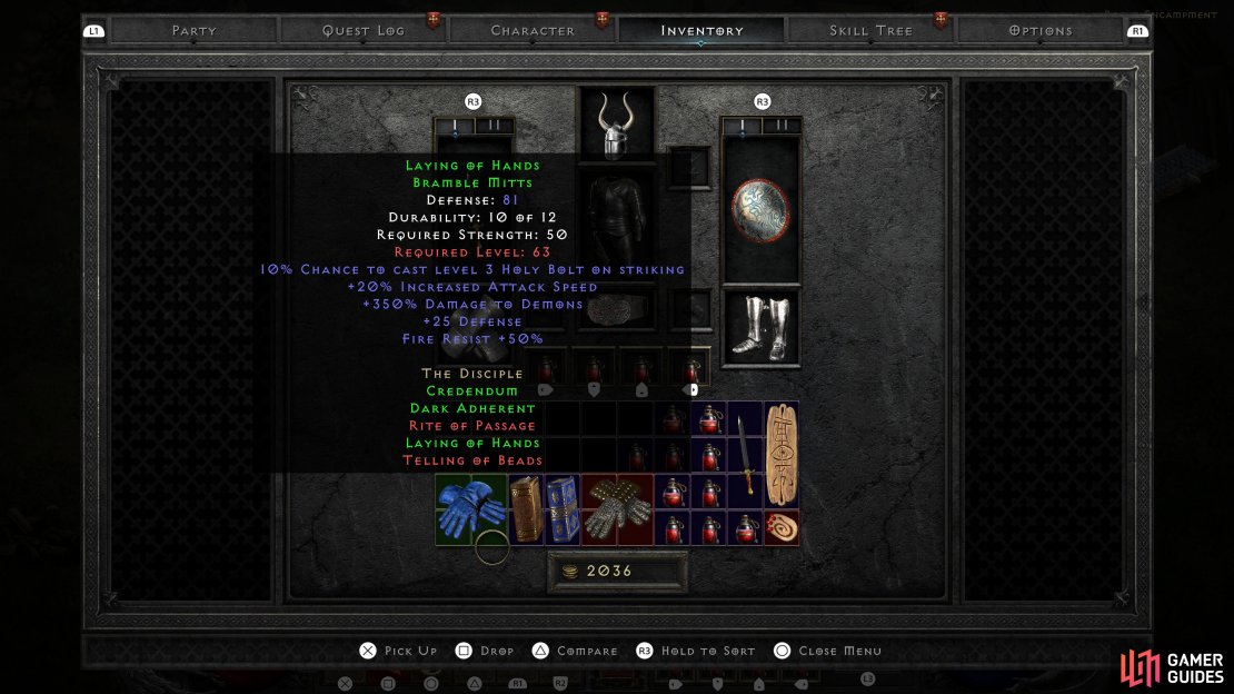 Laying of Hands will boost an attacker&rsquo;s damage output thanks to their +20% Increased Attack Speed and +350% Damage to Demons.