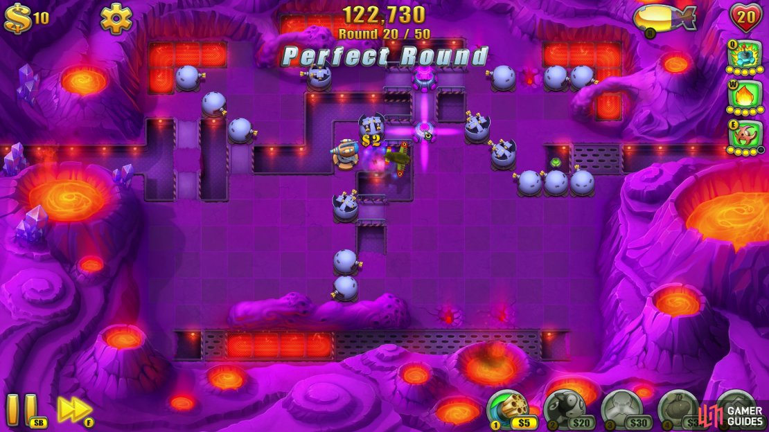 This round is about making sure your Gun Towers are guiding the runners to the fire paths for maximum damage.