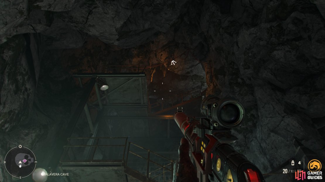Use the Grapple Point to reach the upper section of the stairs 