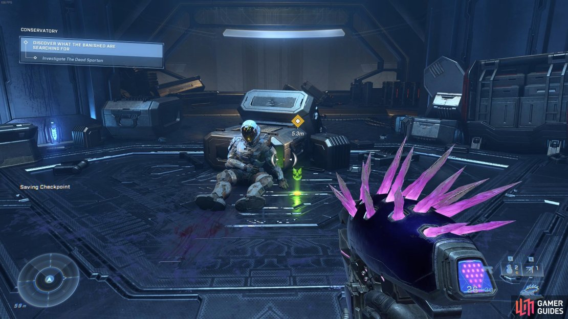 Examine the first dead Spartan to obtain the Drop Wall equipment.